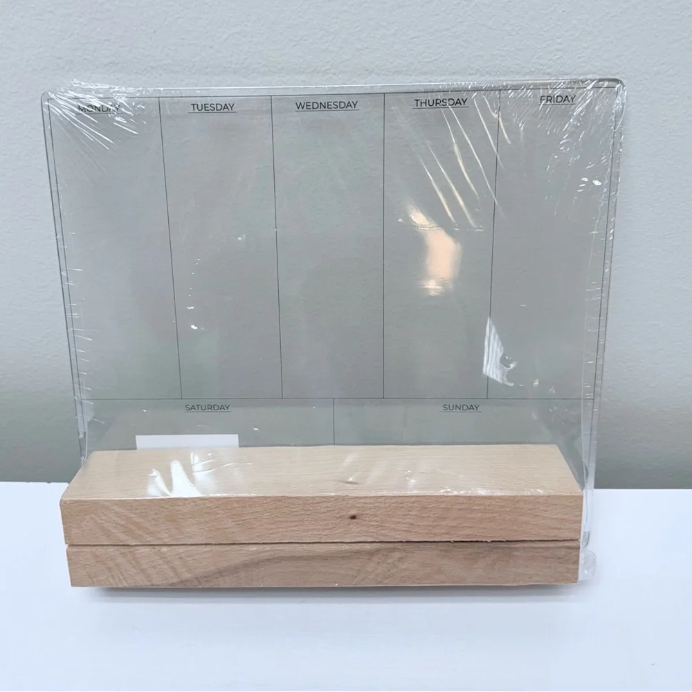 New! Target Bullseye Clear Weekly Dry Erase Calendar with Wooden Stand & Marker